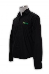 R044 訂做襯衫制服 設計襯衫制服款式 自訂黑色恤衫點襯 恤衫製造商HK